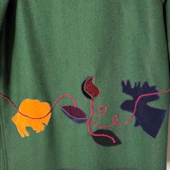 Cindy Ourings Designs Womens Wool Embroidered Yellowstone Fall Nature Overcoat M - Picture 12 of 15